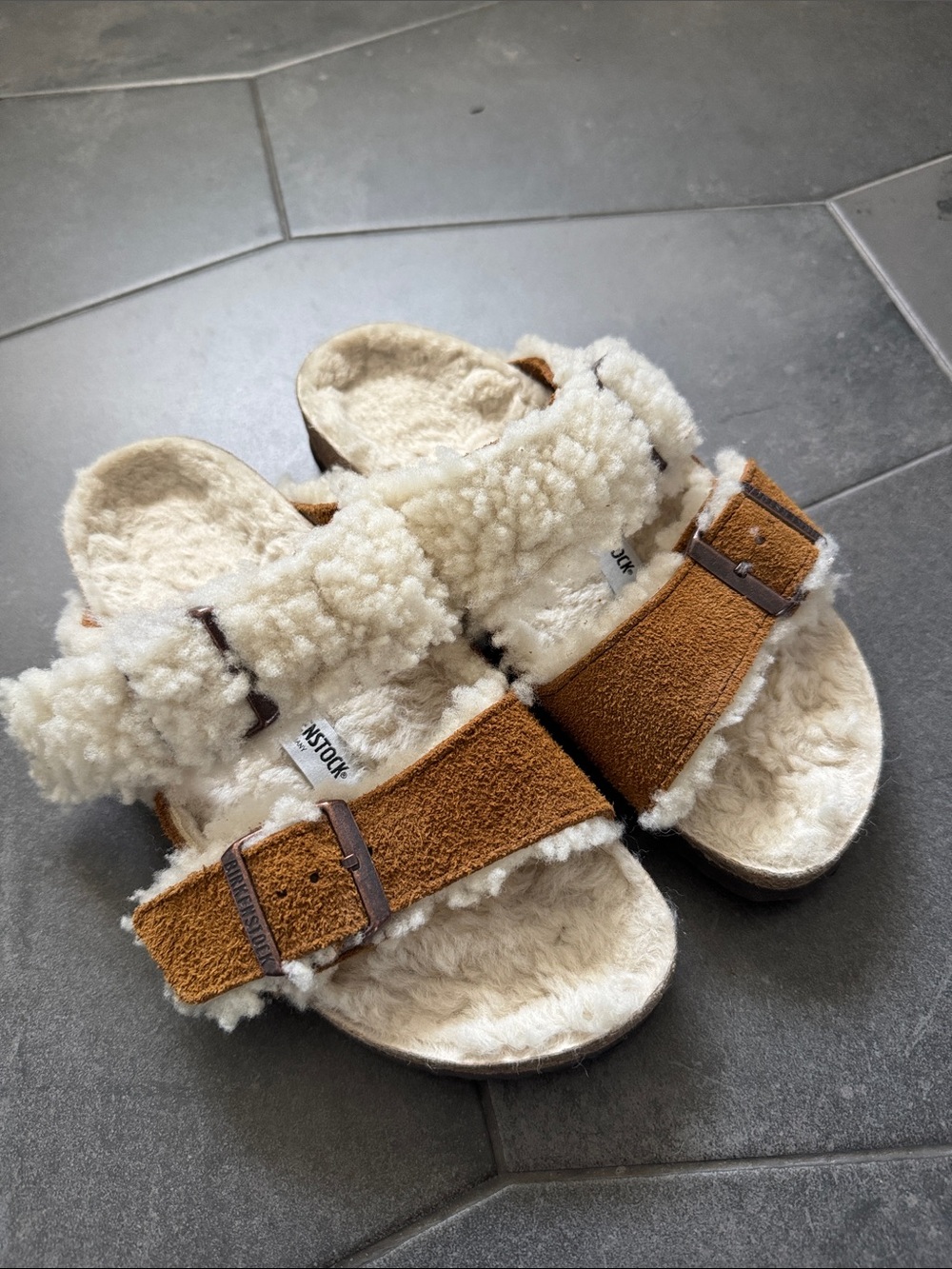 Birkenstock Teddy split - Shearling-Lined Sandals - mink